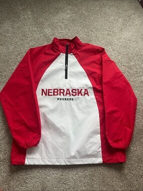 Nebraska Huskers Red and White Windbreaker Pullover